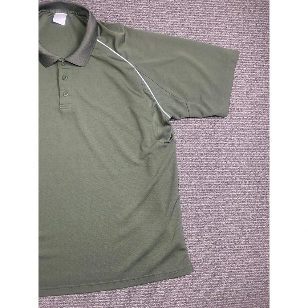 Adidas Men Short Sleeve Polo Shirt Size 2XL Green Polyester Pullover Golf Tennis